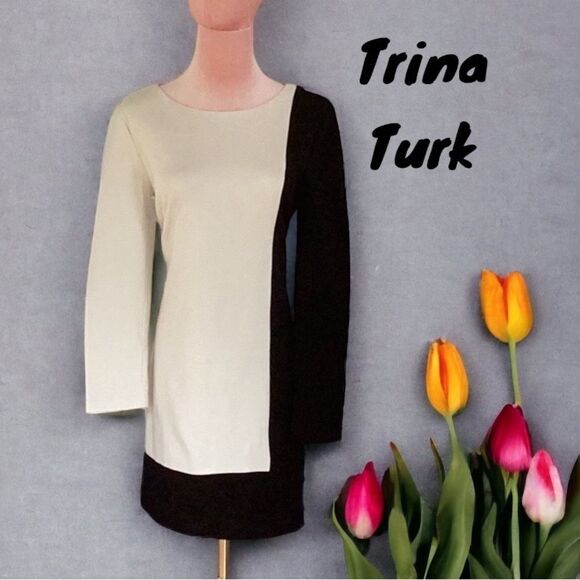 TRINA TURK BLACK AND WHITE DRESS - Picture 1 of 6